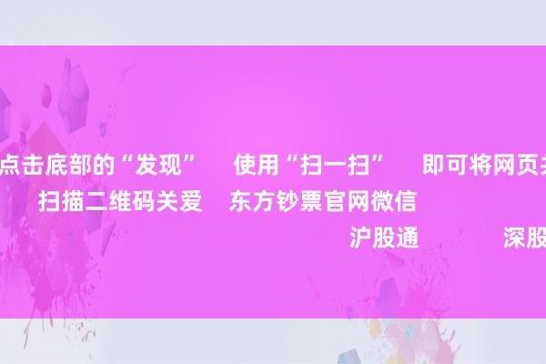 开云体育      点击底部的“发现”     使用“扫一扫”     即可将网页共享至一又友圈                            扫描二维码关爱    东方钞票官网微信                                                                        沪股通             深股通             港